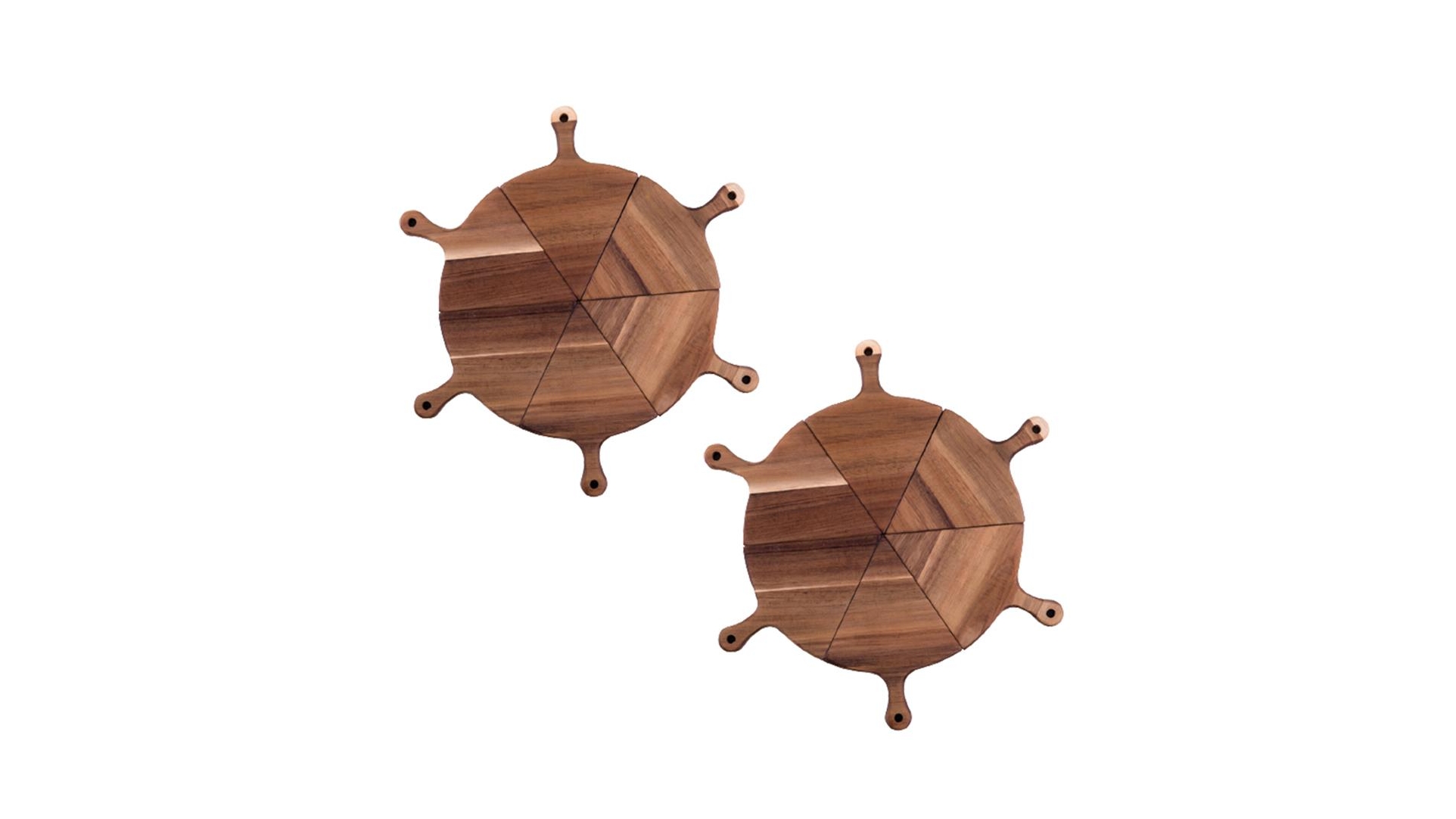SOGA 2X  6 pcs Brown Round Divisible Wood Pizza