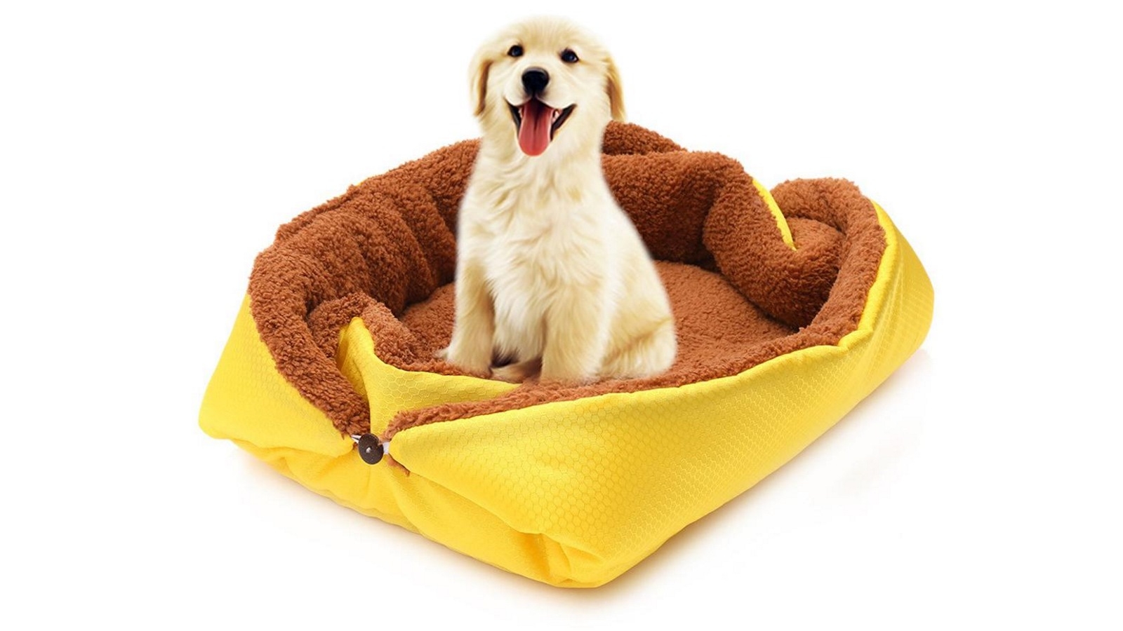 Soga Dual-Purpose Cushion Nest Cat Dog Bed Warm Plush Kennel Mat - Yellow