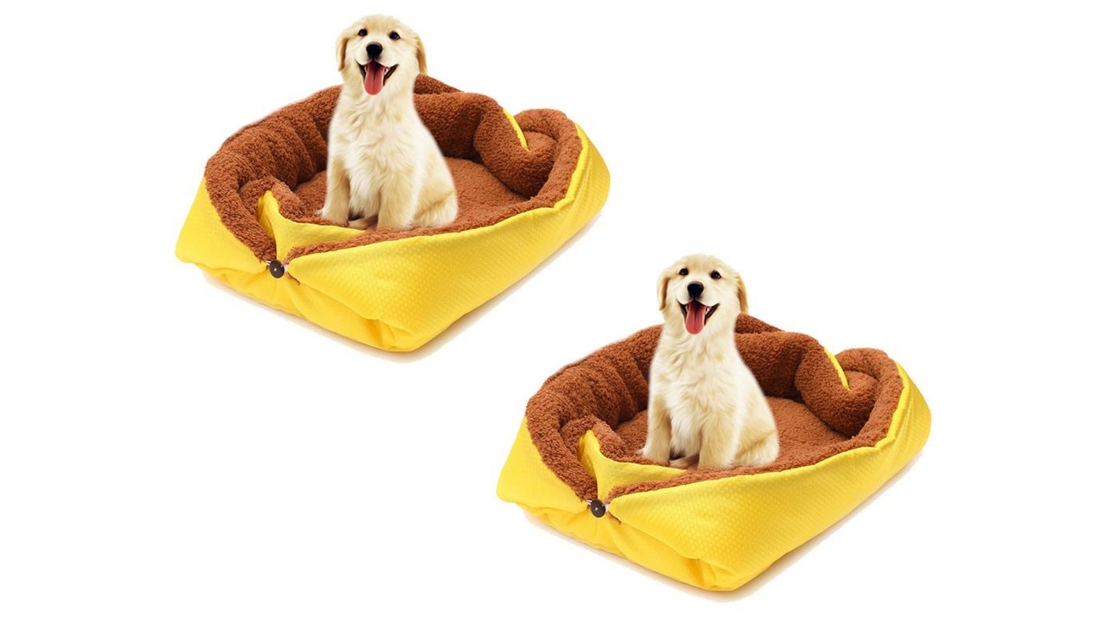 Soga 2x Dual-Purpose Cushion Nest Cat Dog Bed Warm Plush Kennel Mat - Yellow