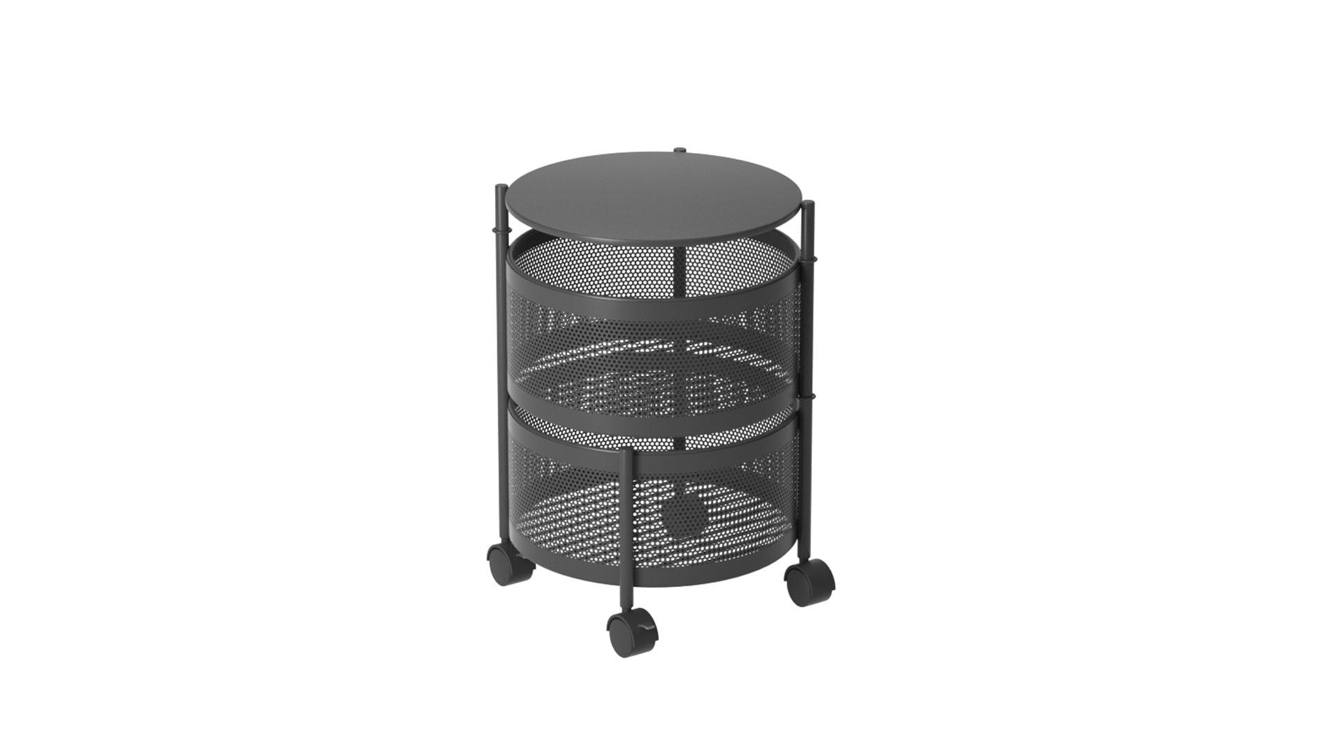 SOGA 2 Tier Steel Round Rotating Kitchen Cart Multi-Functional Shelves Portable Storage Organizer with Wheels