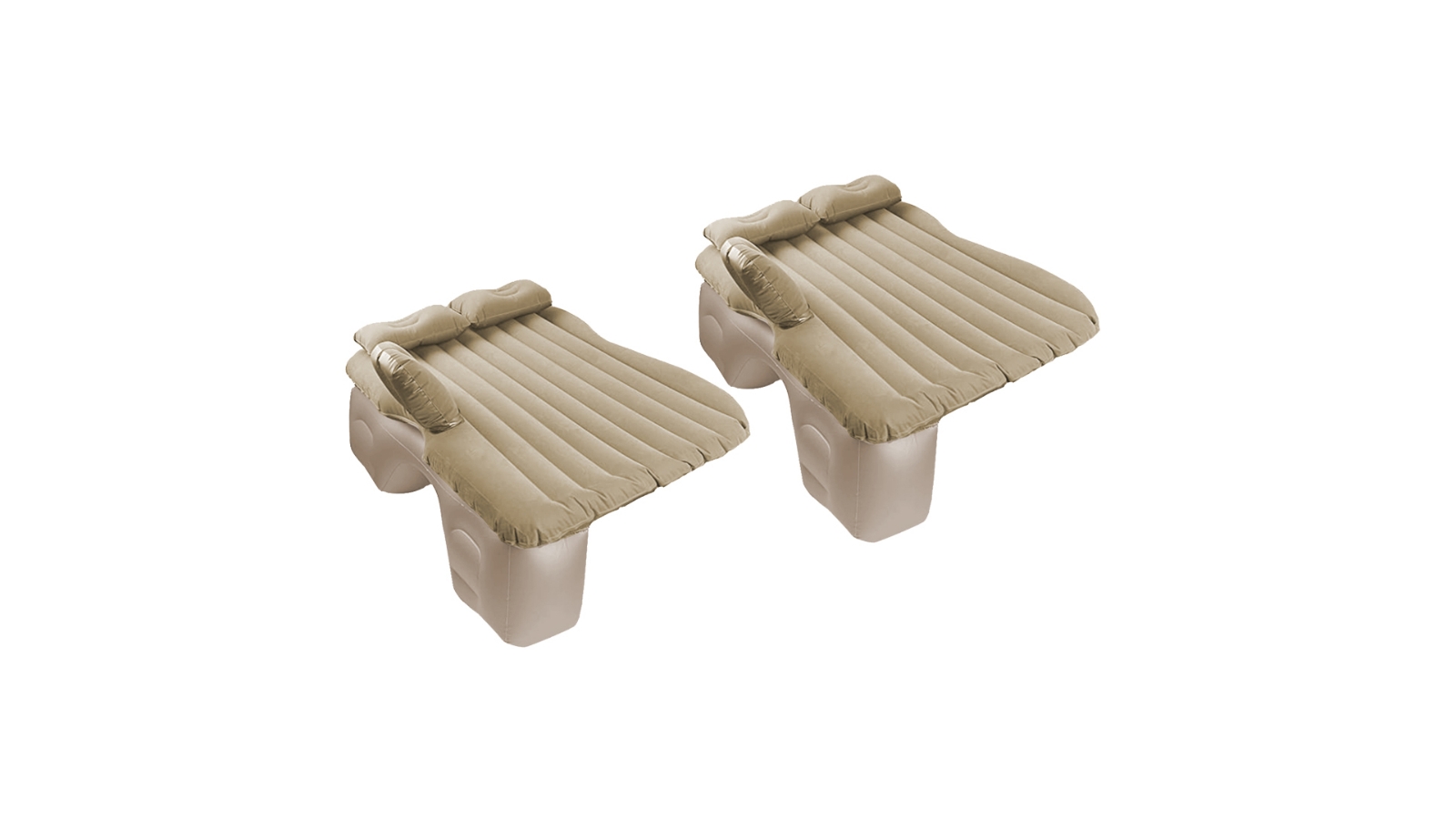 SOGA 2 Piece Inflatable Stripe Car Mattress Sleeping Kit - Beige