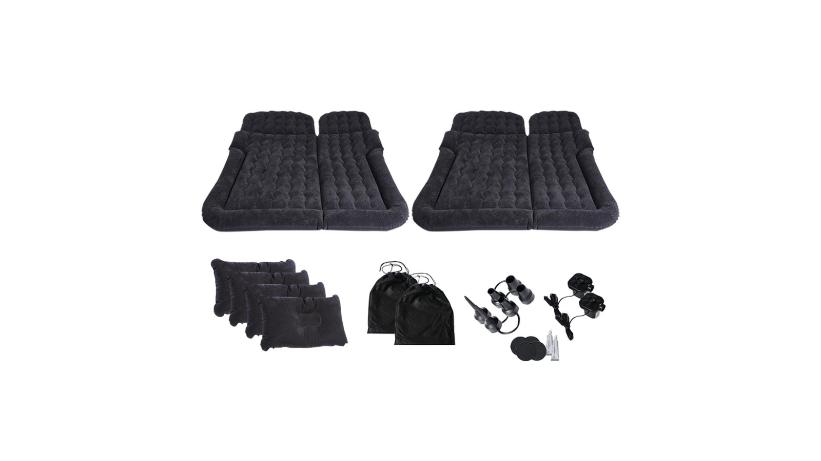 SOGA Black Inflatable Car Boot Mattress - 2 Piece