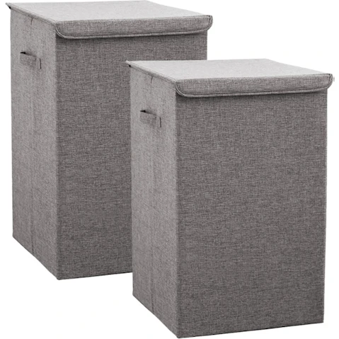 SOGA 2 Piece Collapsible Grey Laundry Hamper - Medium