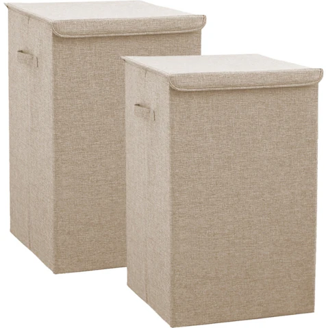 SOGA 2 Piece Collapsible Beige Laundry Hamper - Large