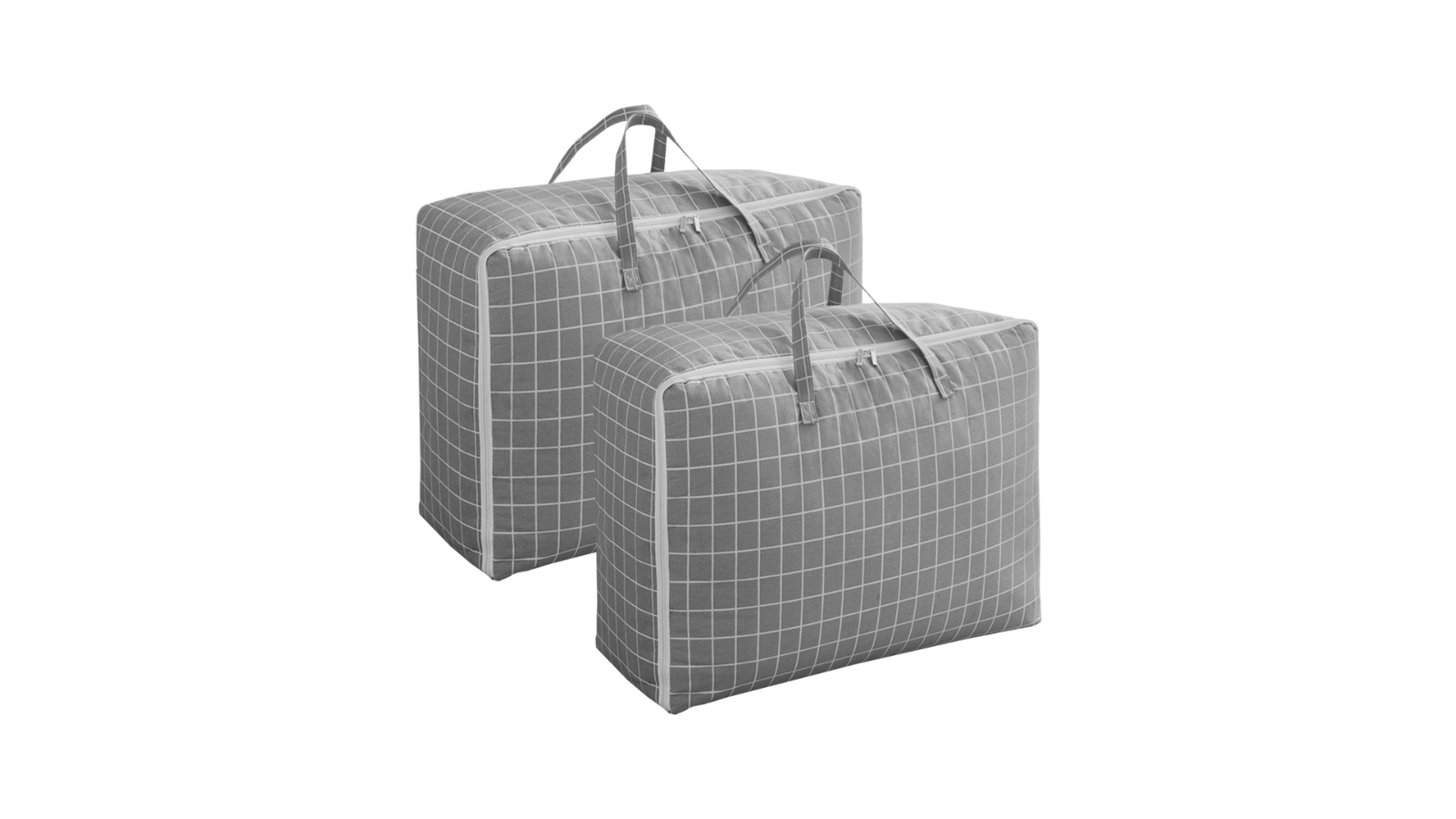 SOGA 2 Piece Grey Plaid Double Zipper Foldable Travel Organiser - Large