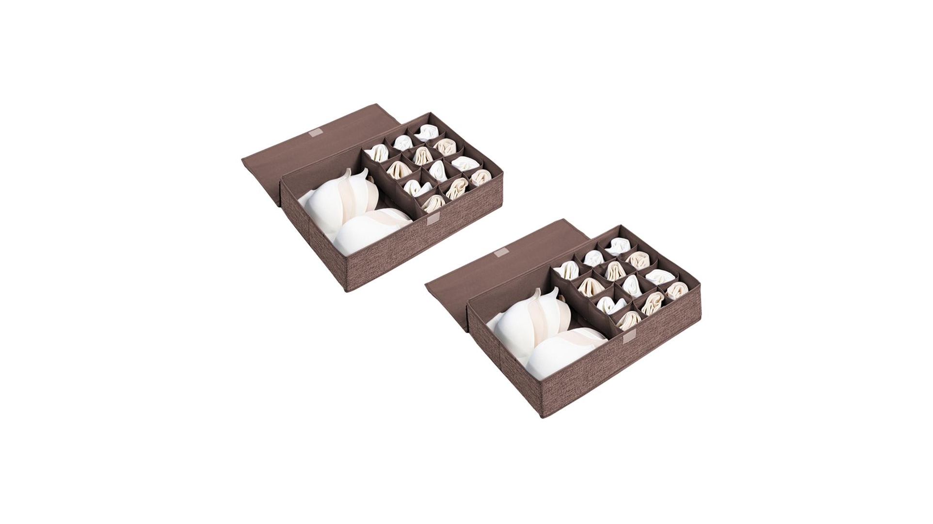 SOGA 2X Coffee Flip Top Underwear Storage Box Foldable Home Organiser