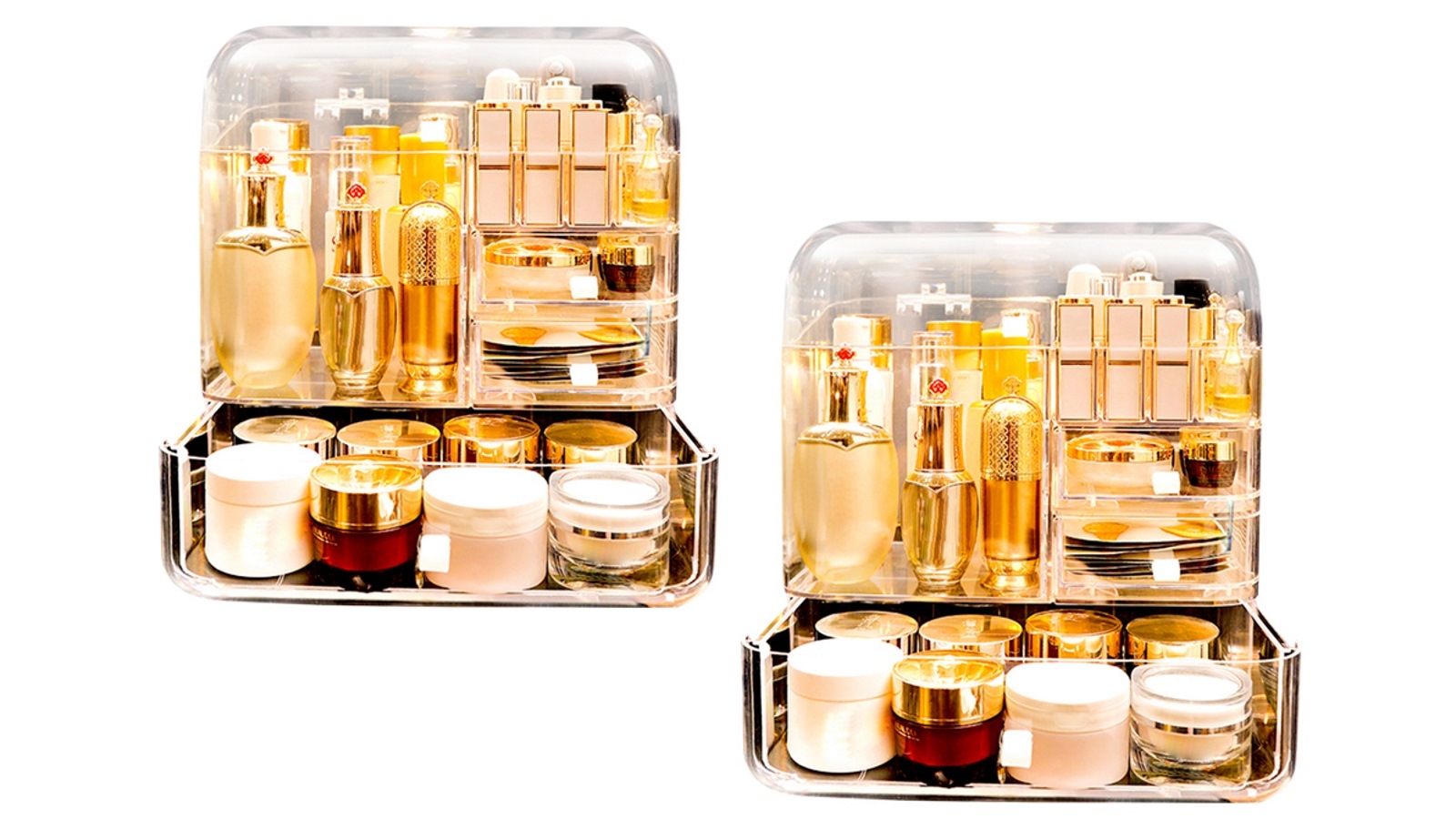 Soga 2x Clear Cosmetic Storage Box with Lid Drawers