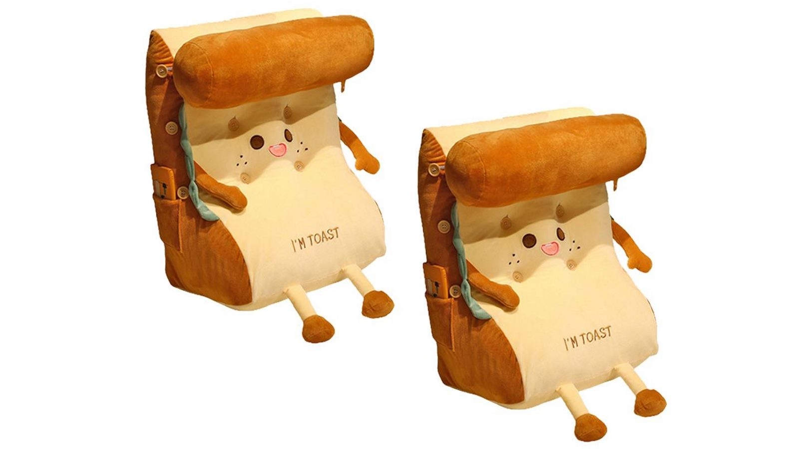 Soga Set of 2 Cute Face Im Toast Bread Wedge Cushion
