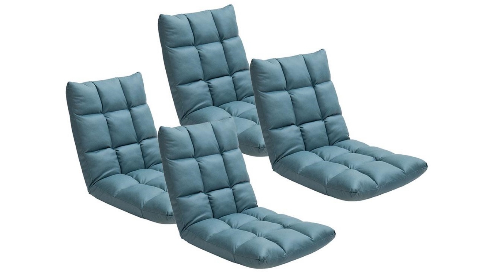 Soga Set of 4 Recliner Adjustable Green Cushion Floor Chair