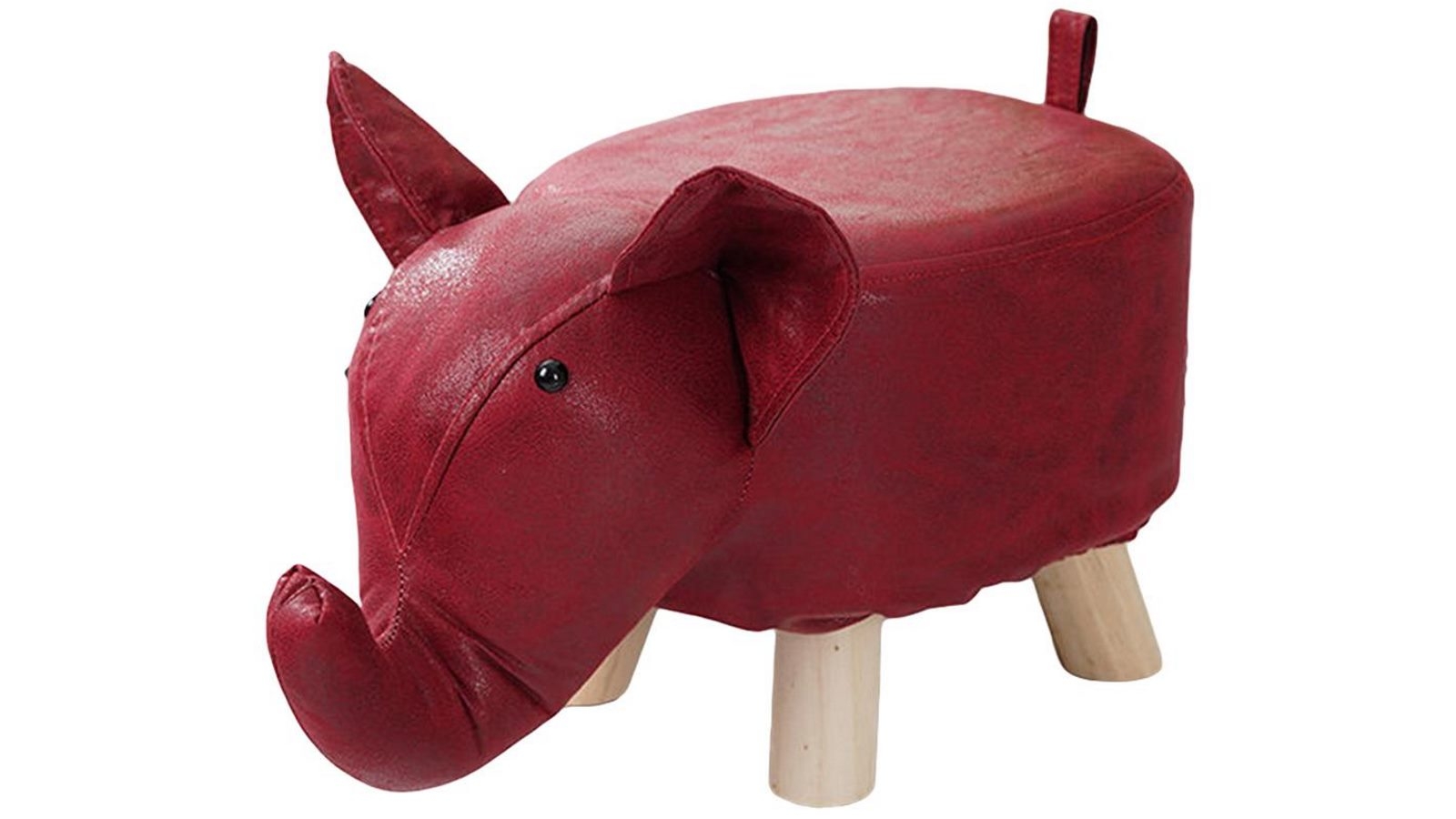 Soga Red Elephant Round Ottoman Stool