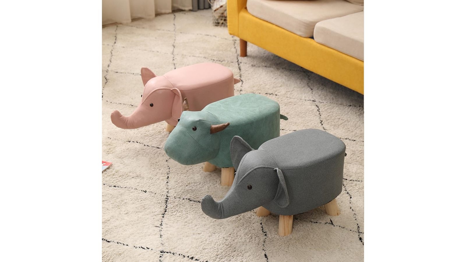 Soga Green Deer Round Ottoman Stool | Harvey Norman