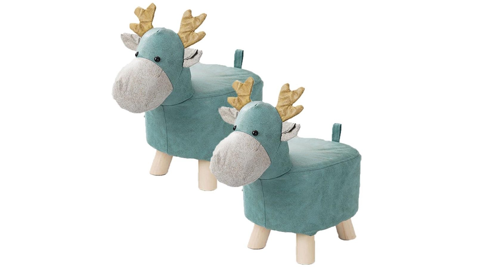 Soga 2 Piece Green Deer Round Ottoman Stool