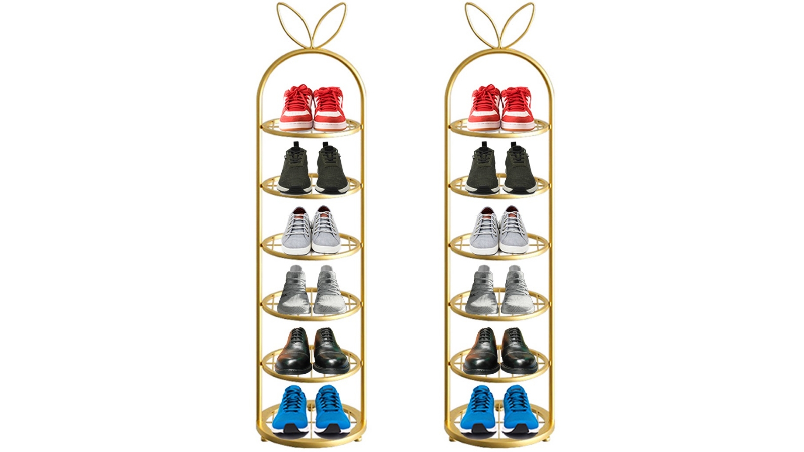 Soga 6 Tier 2 Piece Round Gold Plated Metal Shoe Storage Shelf