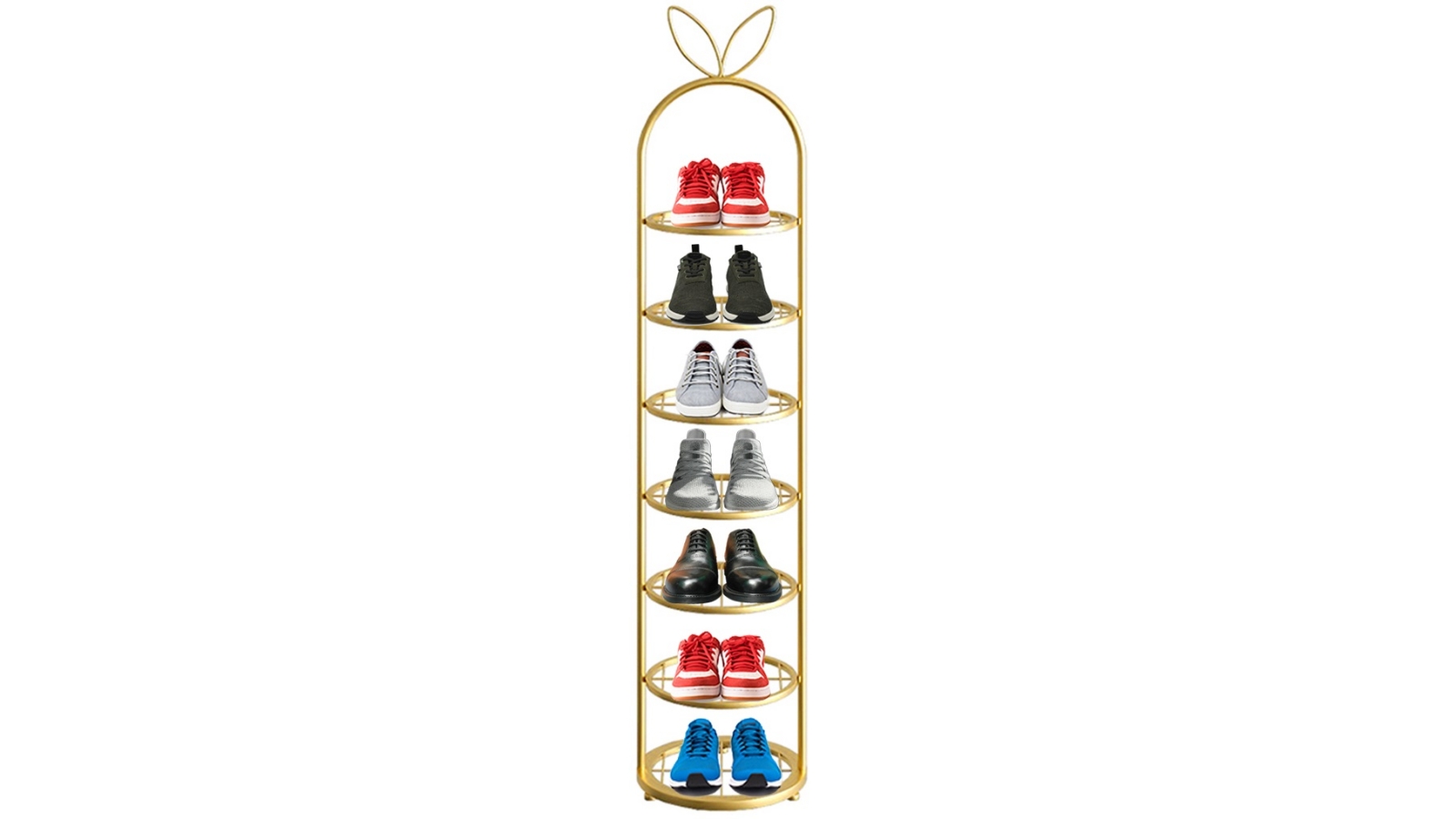 Soga 7 Tier Round Gold Plated Metal Shoe Storage Shelf