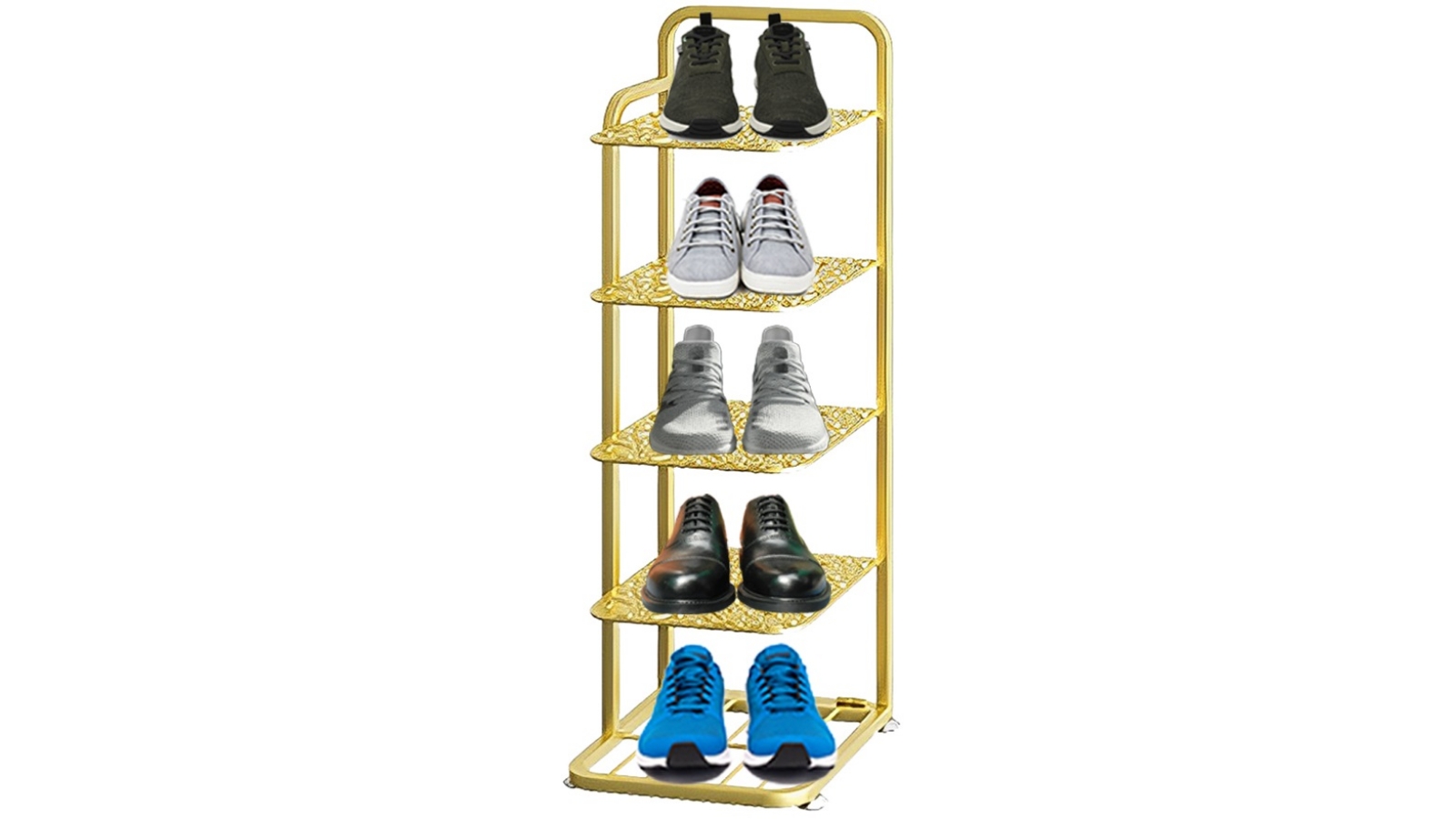 Soga 5 Tier Square Gold Plated Metal Shoe Storage Shelf