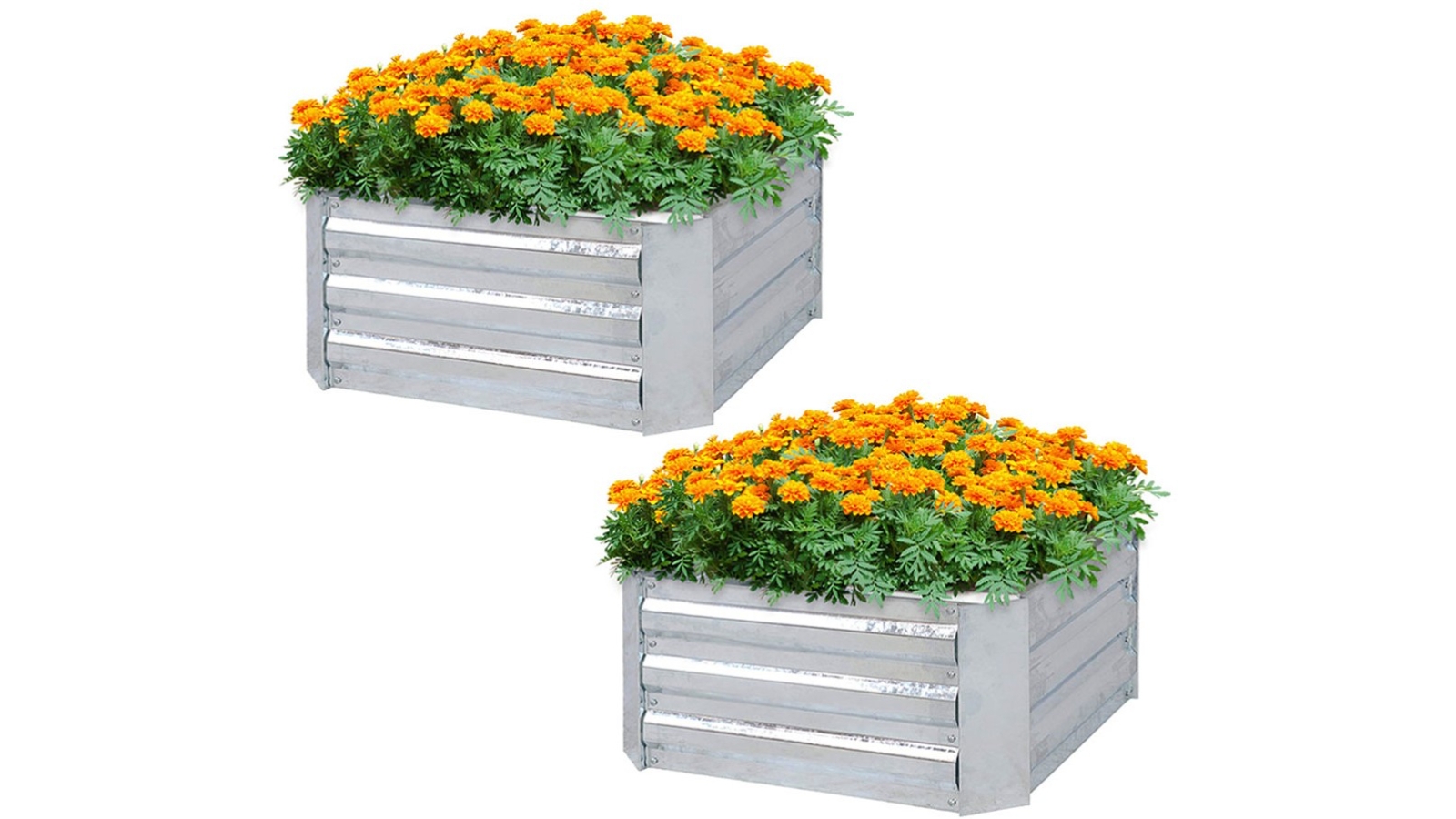 Soga 60cm Square Galvanized Raised Garden Bed - Pack of 2