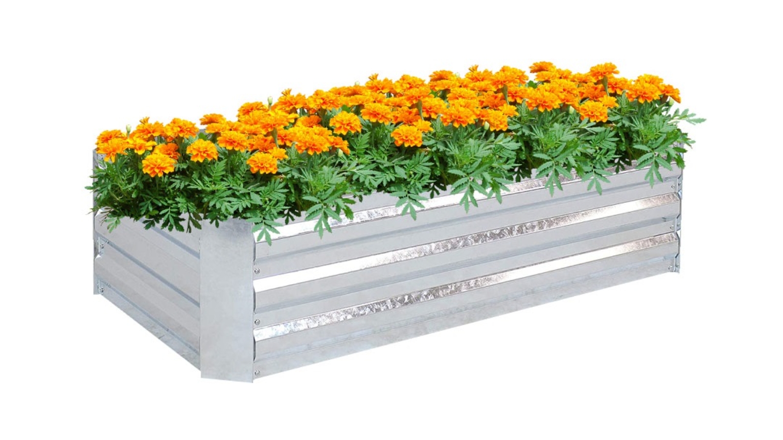 Soga Silver Square Galvanised Raised Garden Bed - 60 x 120cm