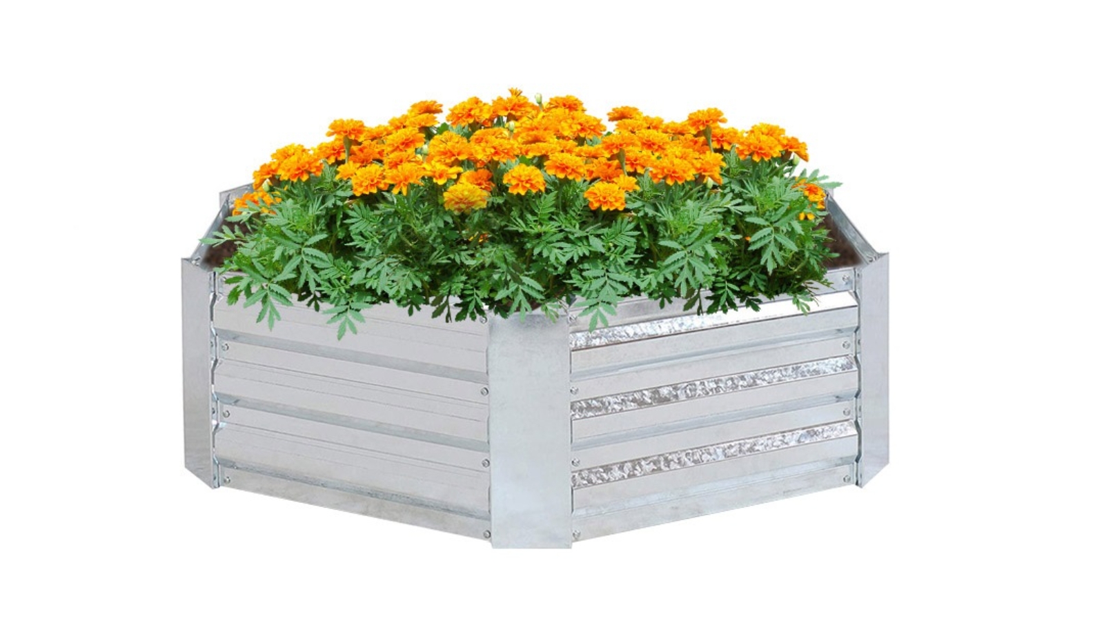 Soga Silver Hexagon Galvanised Raised Garden Bed - 30 x 30cm