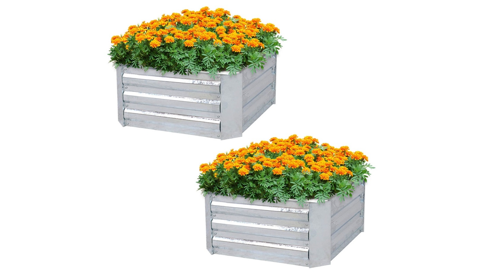 Soga 2 Piece Silver Square Galvanised Raised Garden Bed - 90 x 90cm