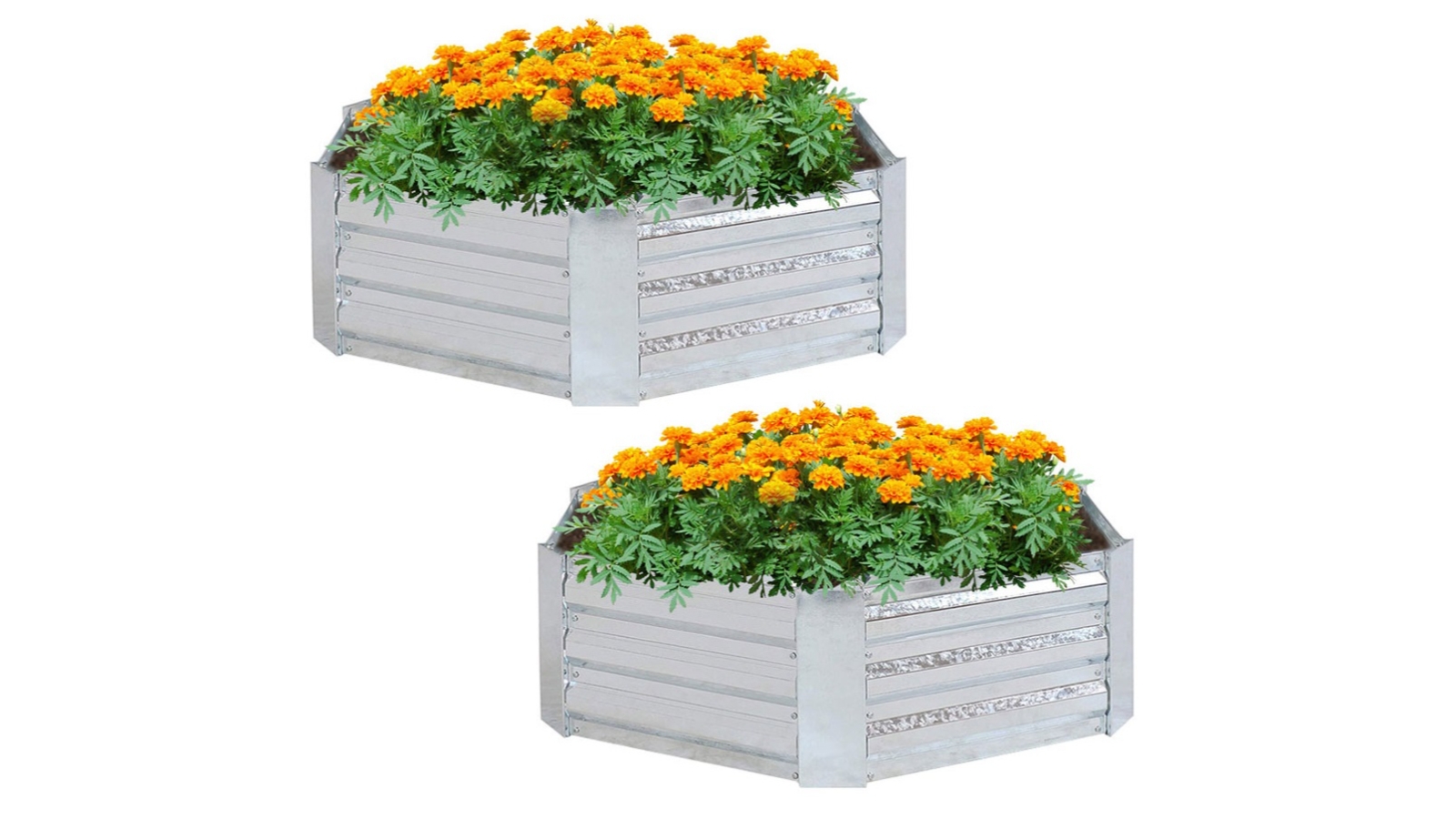 Soga 2 Piece Silver Hexagon Galvanised Raised Garden Bed - 30 x 30cm