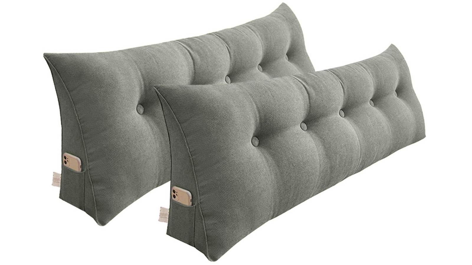 Soga 2-Piece Grey Triangular Wedge Lumbar Pillow