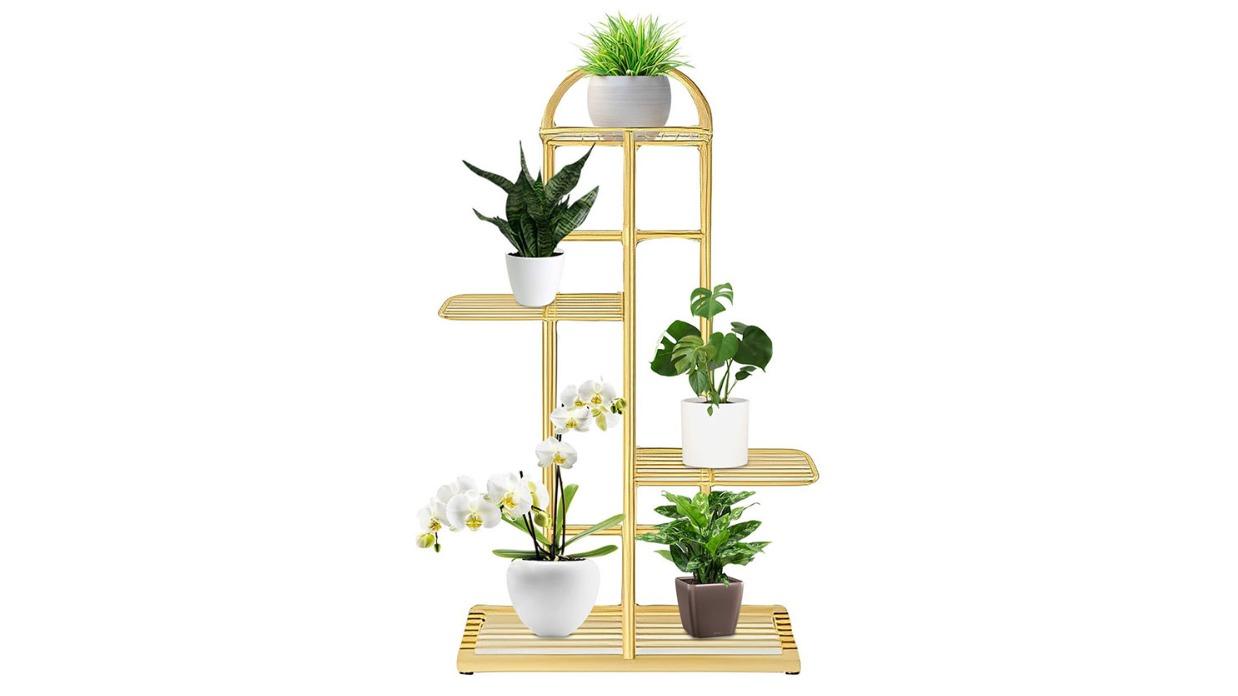 Soga 4-Tier Rounded Metal Plant Stand - Gold