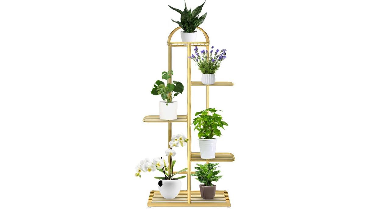 Soga 5-Tier Rounded Metal Plant Stand - Gold