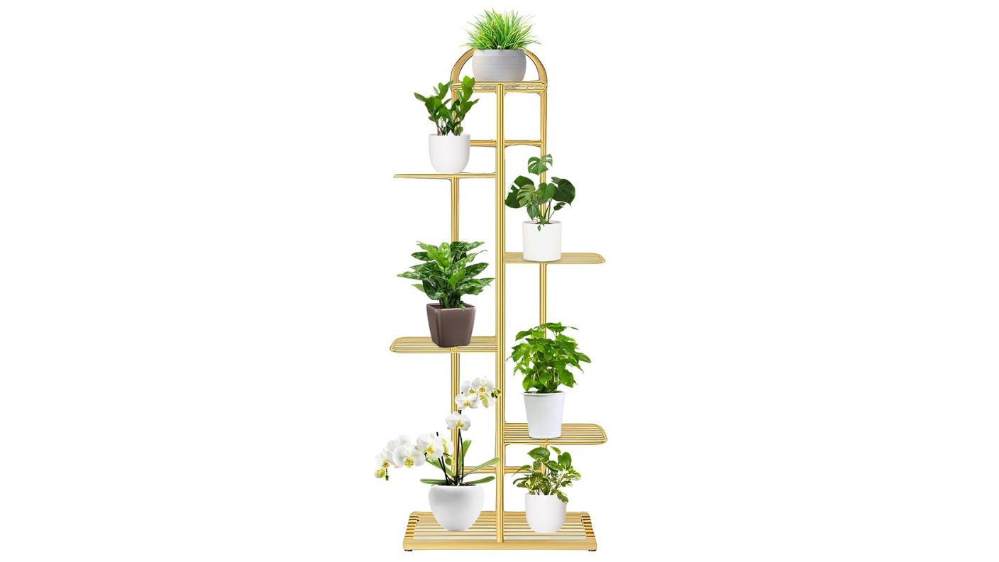 Soga 6-Tier Rounded Metal Plant Stand - Gold