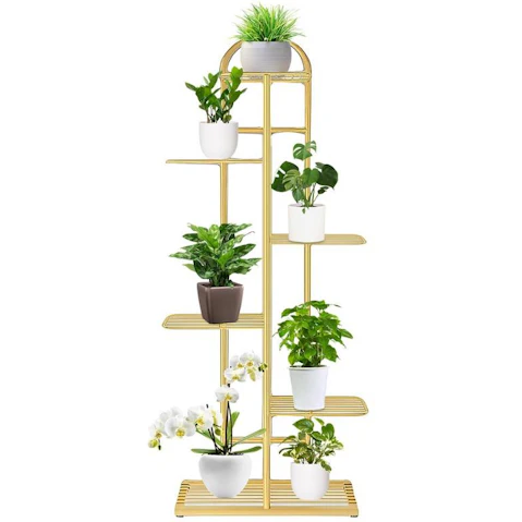 Soga 6-Tier Rounded Metal Plant Stand - Gold