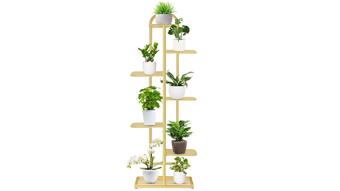Soga Pack of 2 6-Tier Rounded Metal Plant Stand - Gold