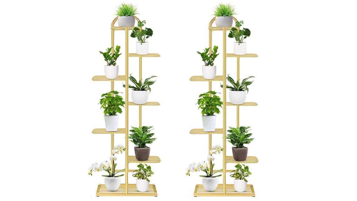 Soga Pack of 2 7-Tier Metal Plant Stand - Gold