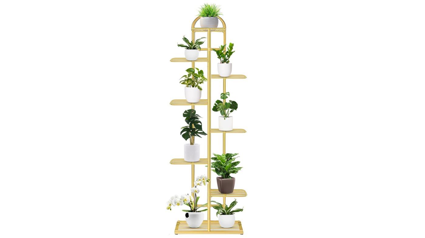 Soga 8-Tier Metal Plant Stand - Gold