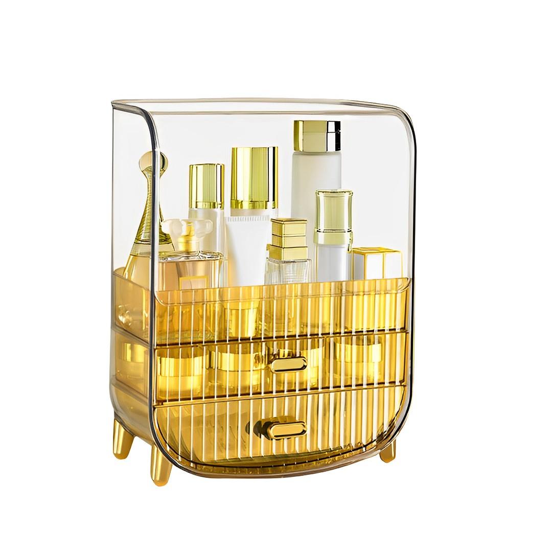 Soga 3 Tier Golden Yellow  Multifunctional Countertop Cosmetic Storage
