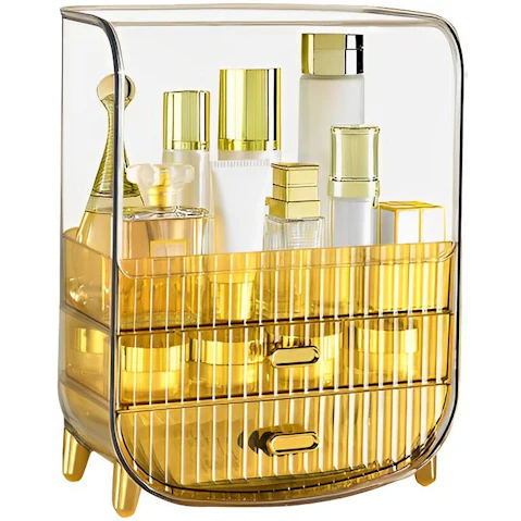 Soga 3 Tier Golden Yellow Multifunctional Countertop Cosmetic Storage