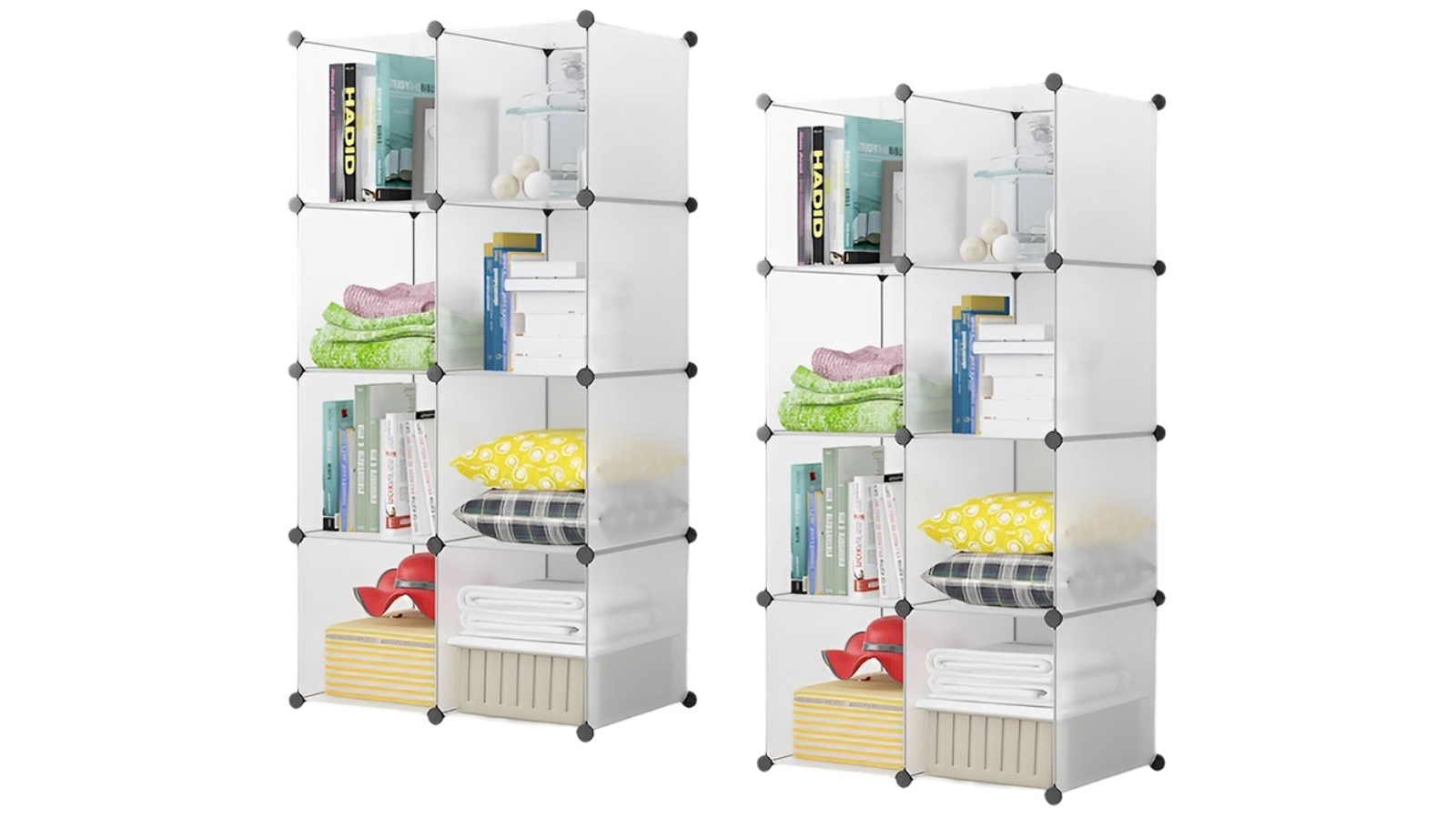 SOGA Set of 2 Transparent Shelf Box Portable Cubby DIY Storage - 8-Cube