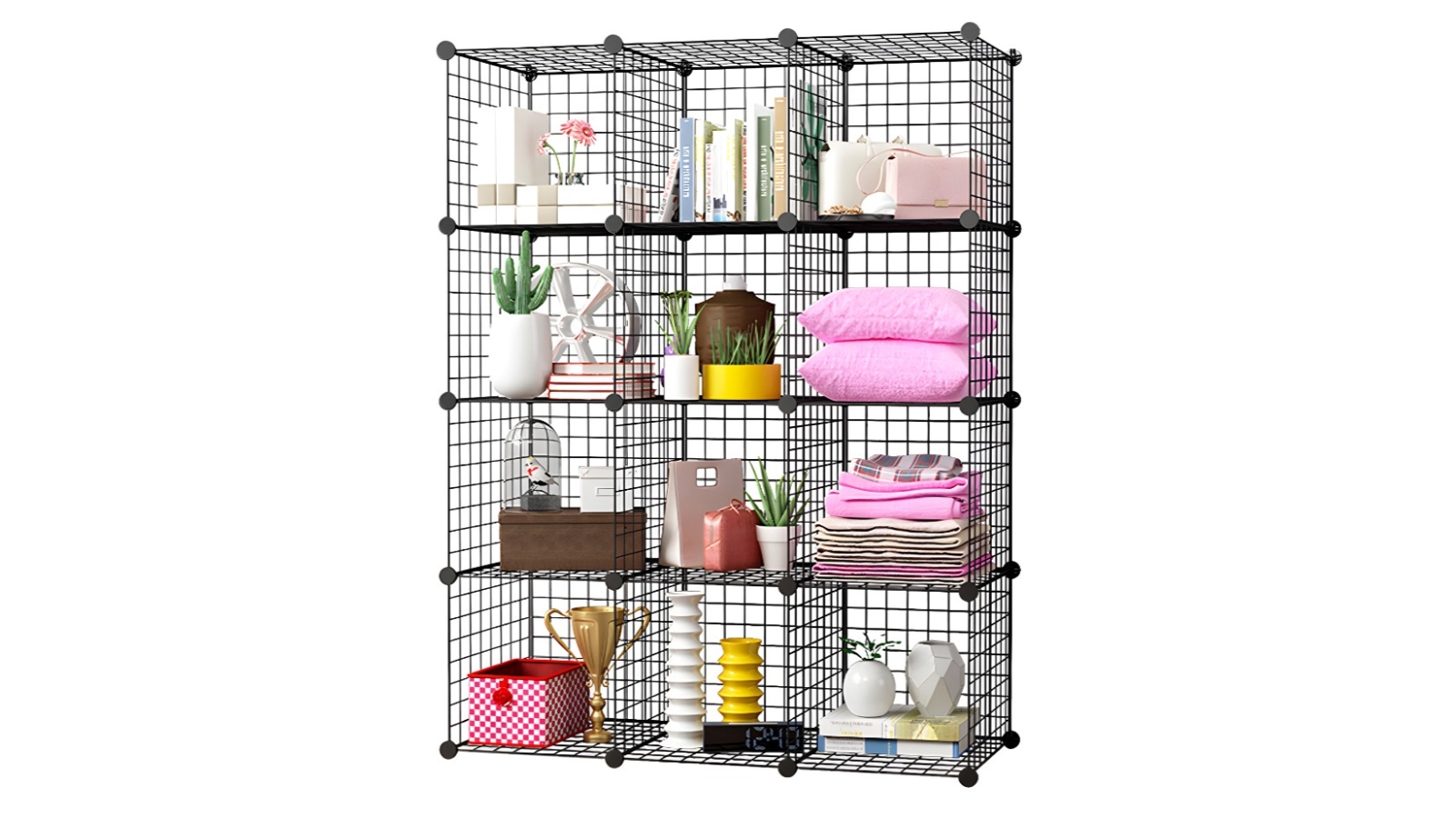 Soga Portable 12-Cube Storage Organiser - Black