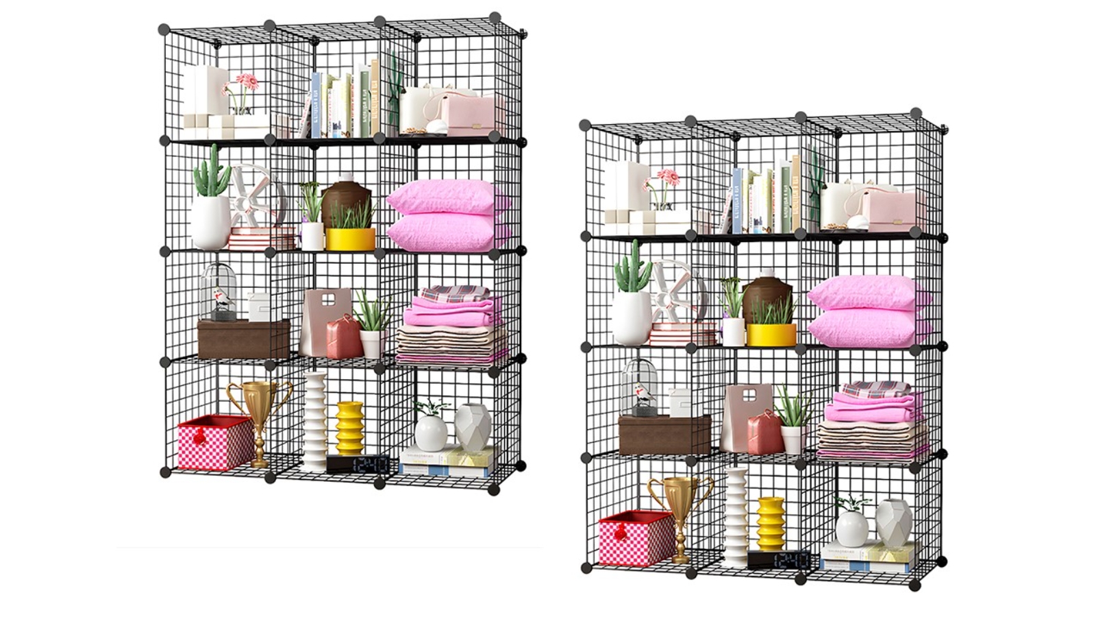 Soga 2 Piece Portable 12-Cube Storage Organiser - Black