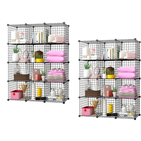 Soga 2 Piece Portable 12-Cube Storage Organiser - Black