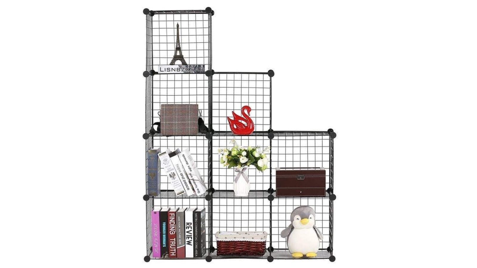 Soga Portable 9-Cube 3-Column Storage Organiser - Black