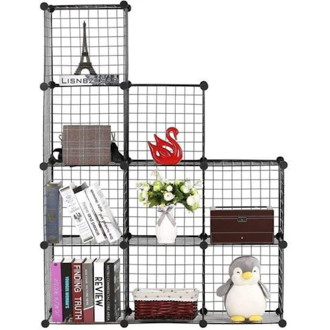Soga Portable 9-Cube 3-Column Storage Organiser - Black