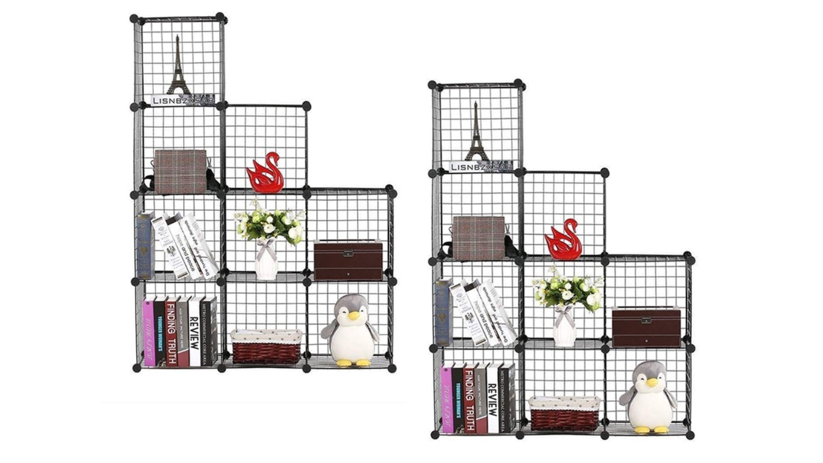 Soga 2 Piece Portable 9-Cube 3-Column Storage Organiser - Black