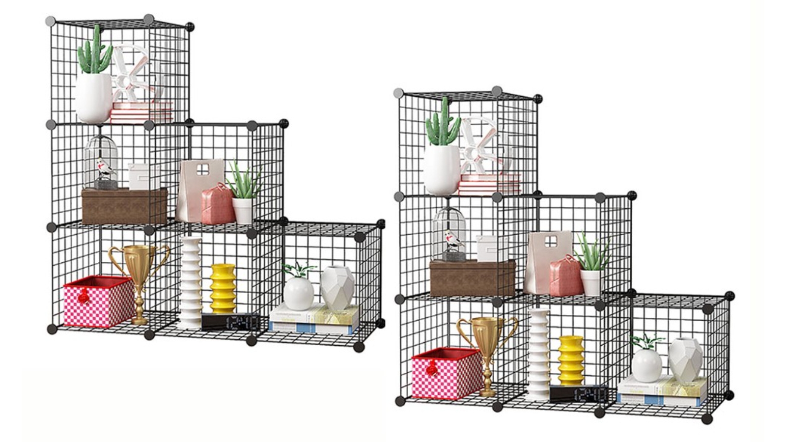 Soga 2 Piece Portable 6-Cube 3-Column Storage Organiser - Black