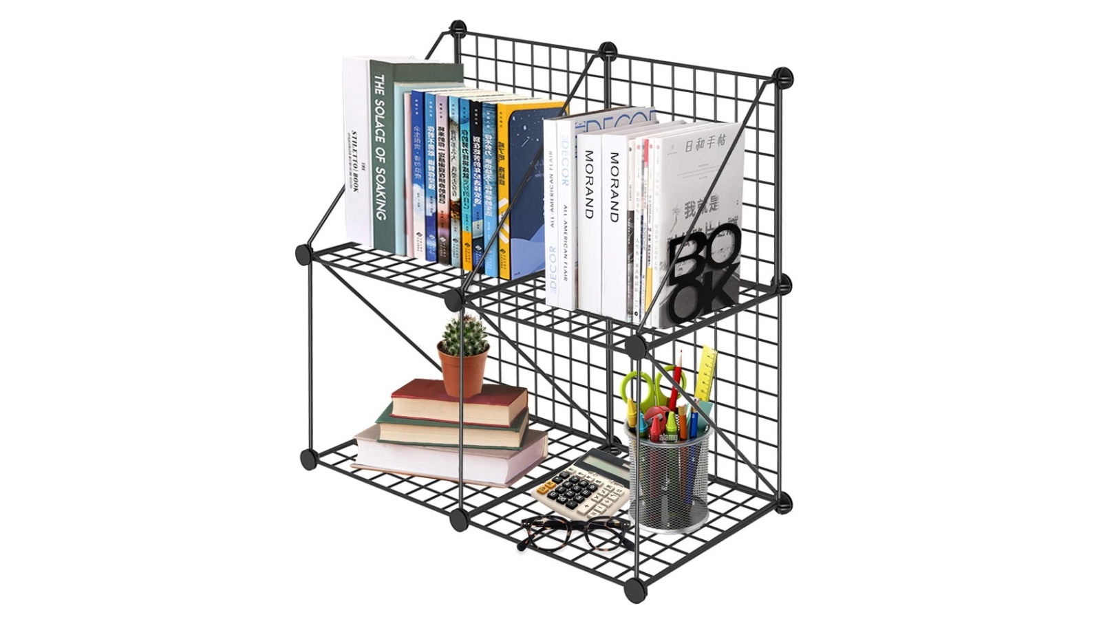 Soga Portable 4-Cube 2-Column Storage Organiser - Black