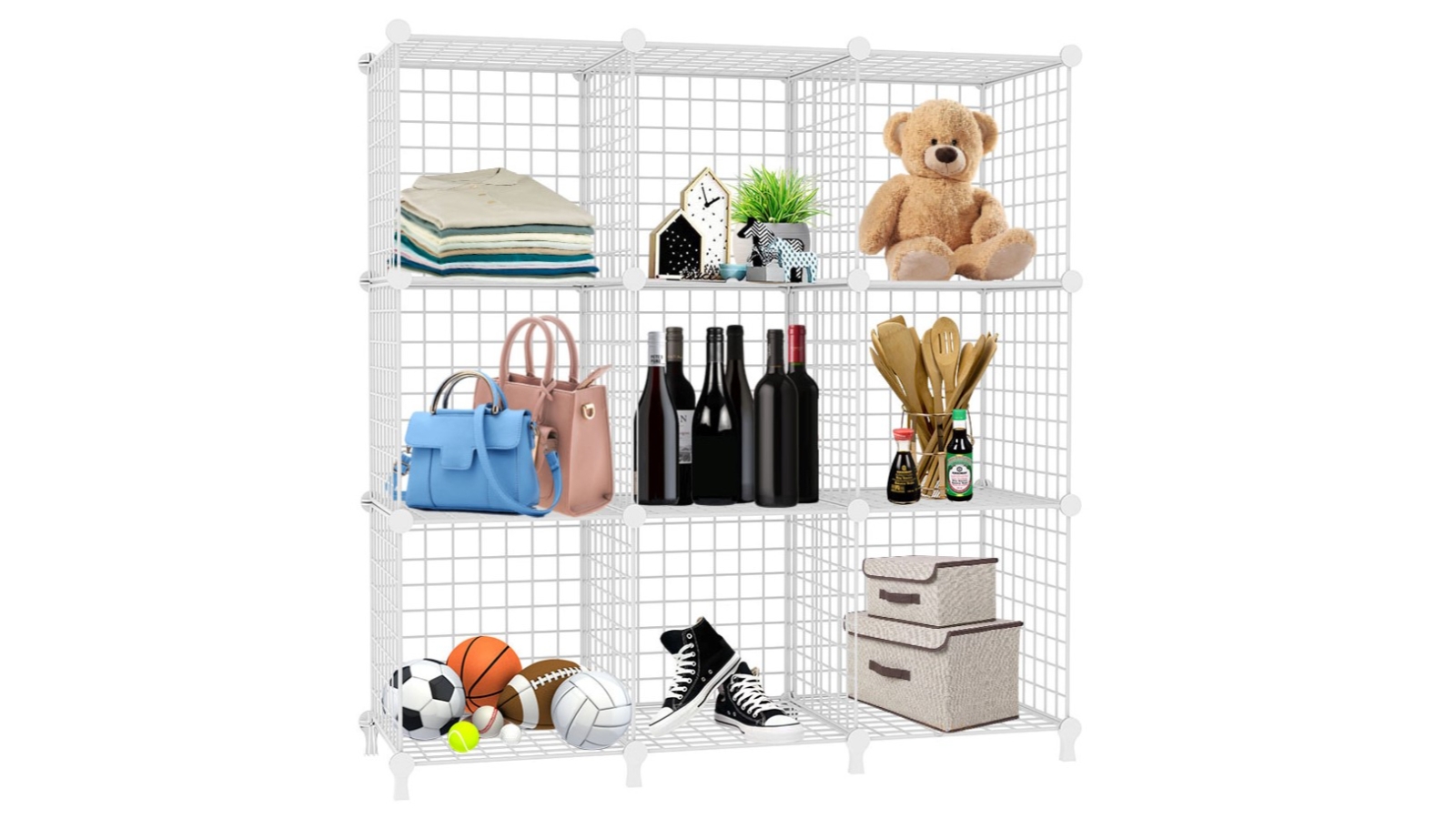 Soga Portable 9-Cube 3-Column Storage Organiser - White