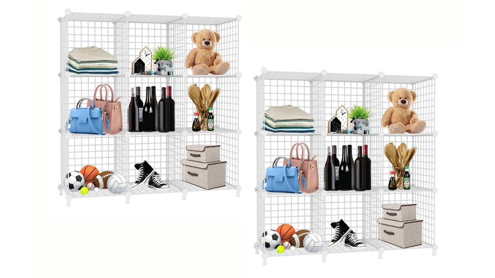 Soga 2 Piece Portable 9-Cube 3-ColumnStorage Organiser - White