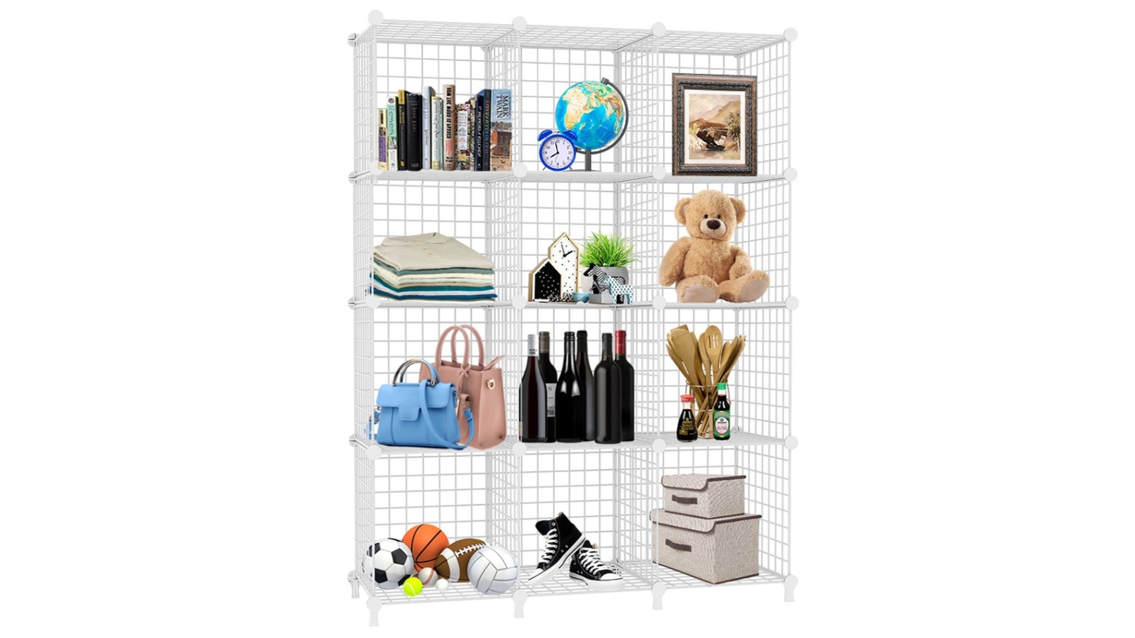 Soga Portable 12-Cube 3-Column Storage Organiser - White