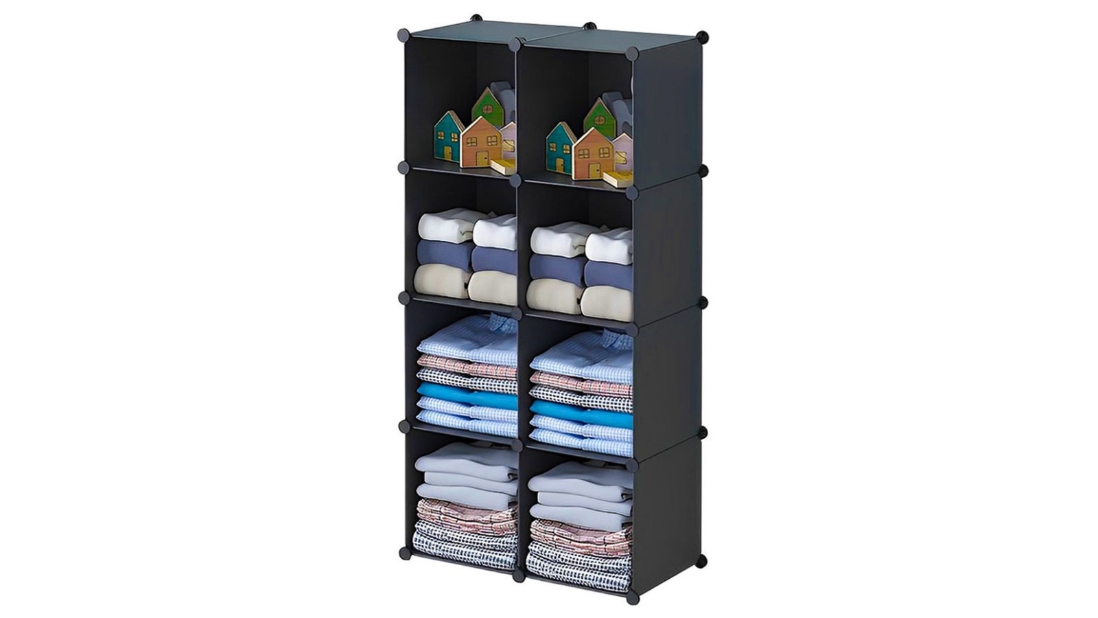 Soga 4-Tier 8-Cube Foldable Closet - Black