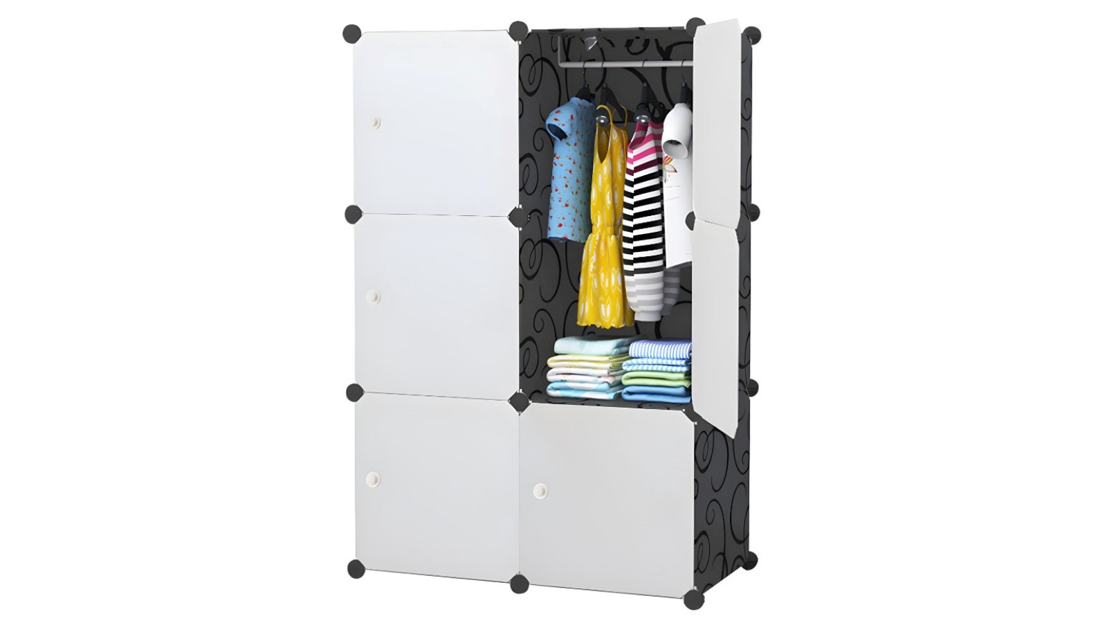 Soga 3 Tier 6-Cube Foldable Closet - Black