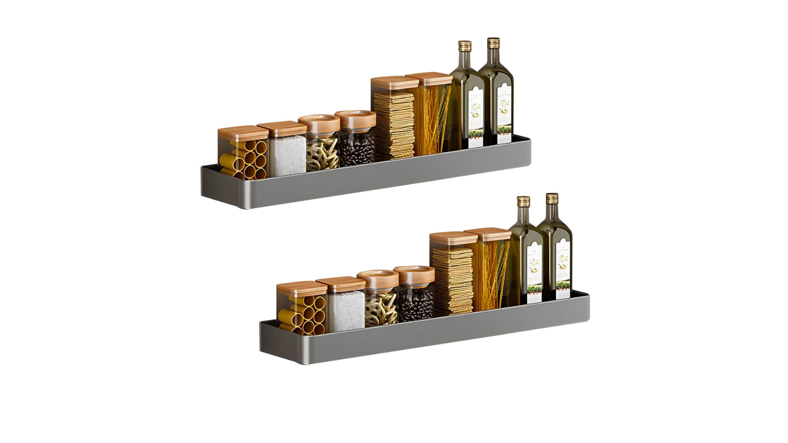 Soga 2 Piece Black Rectangular Kitchen Spice Storage - 52cm