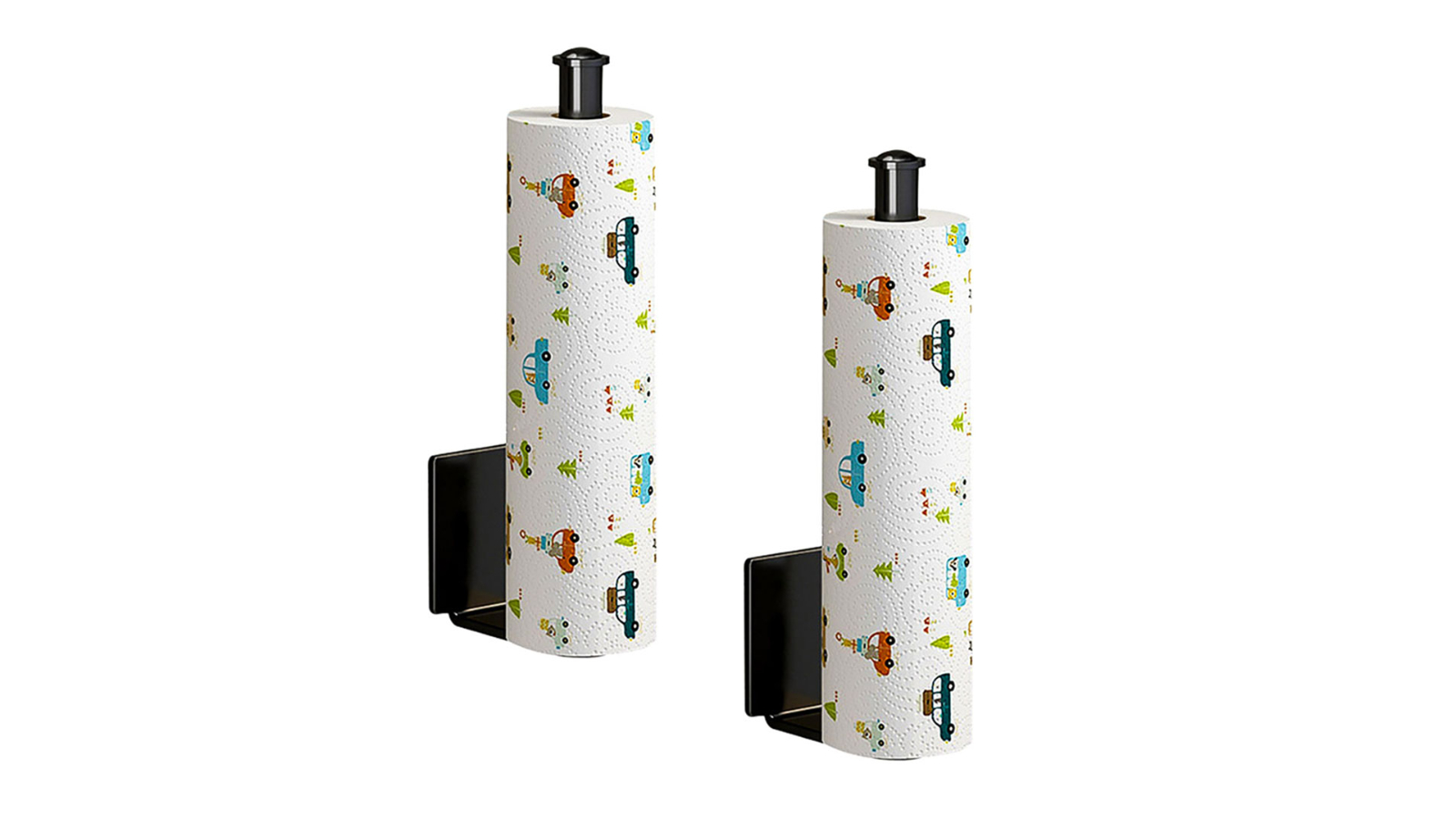 Soga 2 Piece Black Wall-Mounted Kitchen Roll Holder